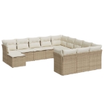 Set Divani da Giardino 12 pz con Cuscini Beige in Polyrattan