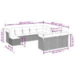 Set Divani da Giardino 12 pz con Cuscini Beige in Polyrattan