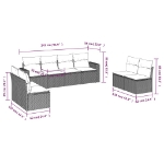 Set Divani da Giardino 8 pz con Cuscini Marrone in Polyrattan