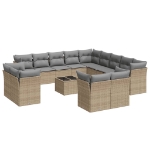 Set Divani da Giardino 14pz con Cuscini in Polyrattan Beige