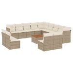 Set Divani da Giardino 14pz con Cuscini in Polyrattan Beige