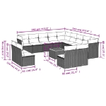 Set Divani da Giardino 14pz con Cuscini in Polyrattan Beige