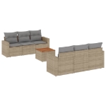 Set Divani da Giardino 7 pz con Cuscini Beige in Polyrattan