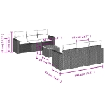 Set Divani da Giardino 7 pz con Cuscini Beige in Polyrattan