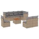 Set Divano da Giardino 9 pz con Cuscini Beige in Polyrattan