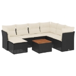Set Divani da Giardino con Cuscini 8 pz Nero in Polyrattan