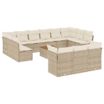 Set Divani da Giardino 14pz con Cuscini in Polyrattan Beige
