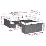 Set Divani da Giardino 14pz con Cuscini in Polyrattan Beige