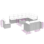 Set Divani da Giardino 11 pz con Cuscini in Polyrattan Grigio