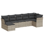 Set Divani da Giardino 7pz con Cuscini Grigio Chiaro Polyrattan
