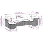Set Divani da Giardino 7pz con Cuscini Grigio Chiaro Polyrattan