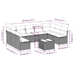 Set Divano Giardino 10 pz con Cuscini Grigio Chiaro Polyrattan