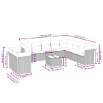 Set Divani da Giardino 11 pz con Cuscini Beige in Polyrattan