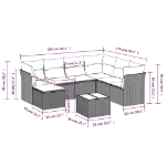 Set Divano da Giardino 8 pz con Cuscini Grigio in Polyrattan