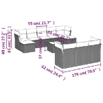 Set Divani da Giardino 11 pz con Cuscini in Polyrattan Nero