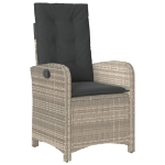Set da Pranzo da Giardino 7 pz Cuscini Polyrattan Grigio Chiaro