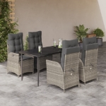 Set Pranzo da Giardino 5pz con Cuscini Grigio Chiaro Polyrattan