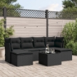 Set Divani da Giardino con Cuscini 7pz Nero Polyrattan