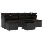 Set Divani da Giardino con Cuscini 7pz Nero Polyrattan