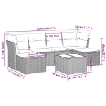 Set Divani da Giardino con Cuscini 7pz Nero Polyrattan