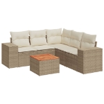 Set Divano da Giardino 6 pz con Cuscini Beige in Polyrattan