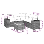 Set Divano da Giardino 6 pz con Cuscini Beige in Polyrattan