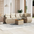 Set Divano da Giardino 6 pz con Cuscini Beige in Polyrattan