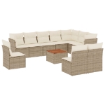 Set Divani da Giardino 11 pz con Cuscini Beige in Polyrattan