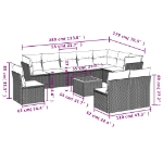 Set Divani da Giardino 11 pz con Cuscini Beige in Polyrattan