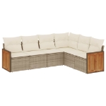 Set Divano da Giardino 6 pz con Cuscini Beige in Polyrattan