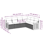 Set Divano da Giardino 6 pz con Cuscini Beige in Polyrattan