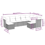 Set Divani da Giardino 9 pz con Cuscini Nero in Polyrattan