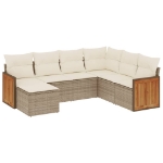 Set Divani da Giardino 7 pz con Cuscini Beige in Polyrattan