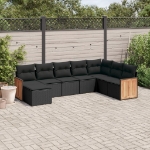 Set Divani da Giardino con Cuscini 8 pz Nero in Polyrattan