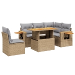 Set Divano da Giardino 6 pz con Cuscini Beige in Polyrattan