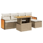 Set Divano da Giardino 6 pz con Cuscini Beige in Polyrattan