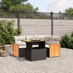 Set Divani da Giardino 5 pz con Cuscini in Polyrattan Nero