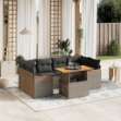 Set Divani da Giardino 7 pz con Cuscini Grigio in Polyrattan