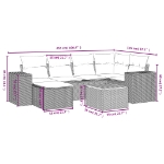 Set Divani da Giardino 7 pz con Cuscini Grigio in Polyrattan
