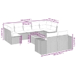 Set Divani da Giardino 10pz con Cuscini in Polyrattan Nero