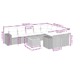 Set Divani da Giardino 10pz con Cuscini in Polyrattan Nero