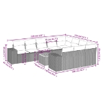 Set Divani da Giardino 11 pz con Cuscini in Polyrattan Nero