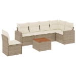Set Divani da Giardino 7 pz con Cuscini Beige in Polyrattan