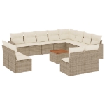 Set Divano da Giardino 13 pz con Cuscini Beige in Polyrattan