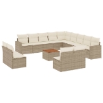 Set Divani da Giardino 14pz con Cuscini in Polyrattan Beige