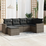 Set Divano da Giardino 6 pz con Cuscini Grigio in Polyrattan