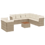 Set Divani da Giardino 11 pz con Cuscini Beige in Polyrattan