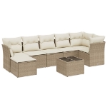 Set Divano da Giardino 8 pz con Cuscini Beige in Polyrattan