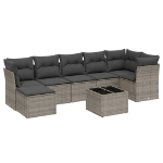 Set Divano da Giardino 8 pz con Cuscini Grigio in Polyrattan