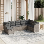 Set Divano da Giardino 8pz con Cuscini Grigio Chiaro Polyrattan